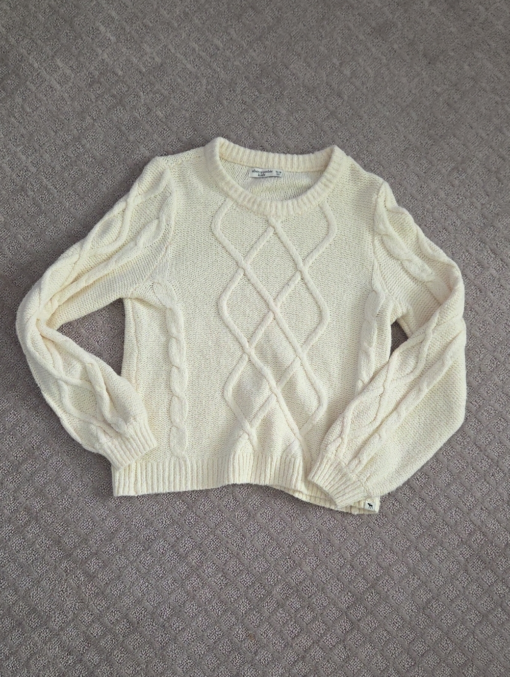 abercrombie kids Ivory Cable Knit Crew Sweater
